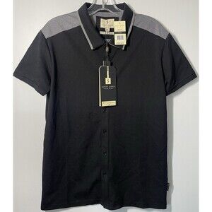 Scott James SS Button Up Polo Shirt SJTS-22074 Men’s M Black Heathered Charcoal